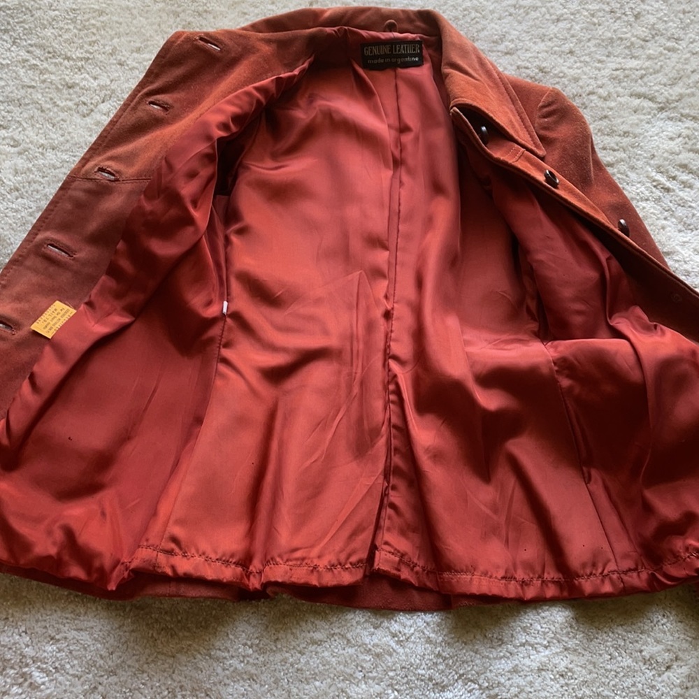 Vintage Orange Leather Coat - Picture 3 of 16